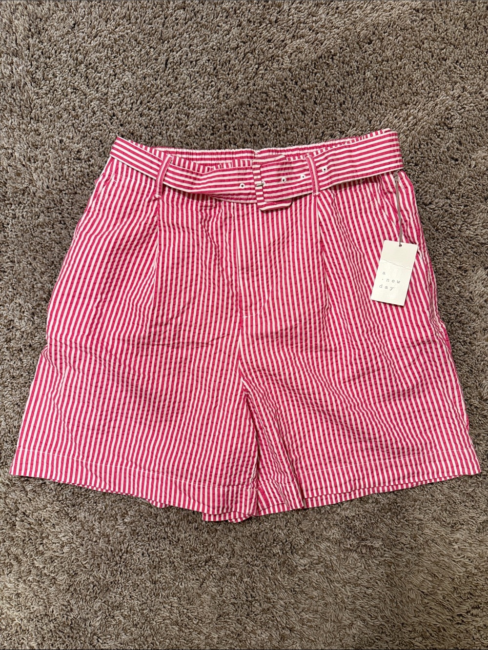 A New Day Striped High Waisted Belted Shorts